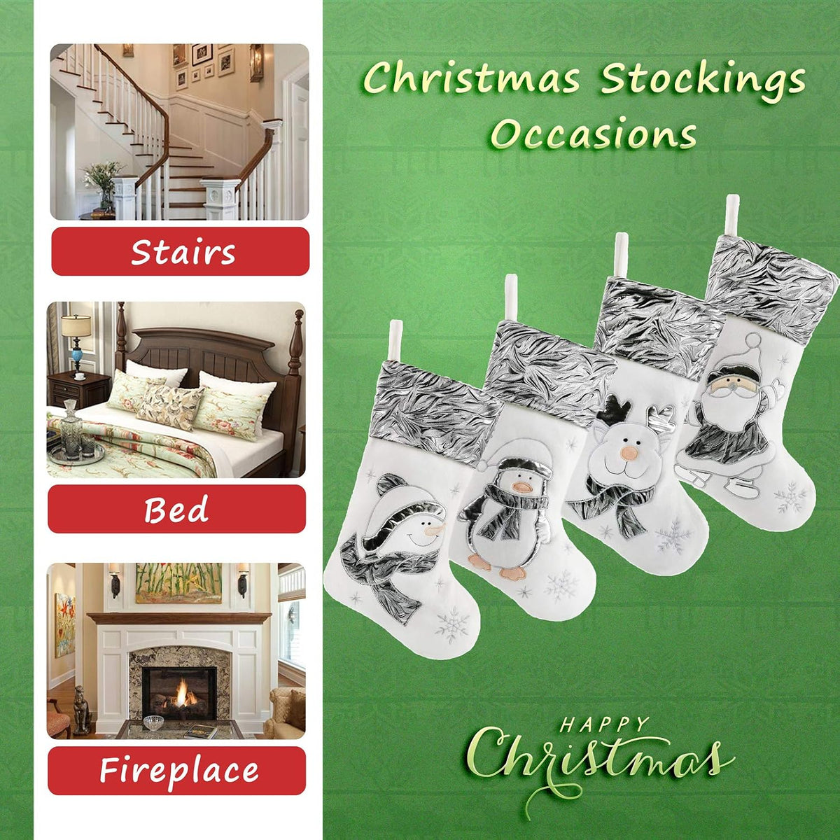 Christmas Stockings – Set of 4 Santa & Friends – view 5