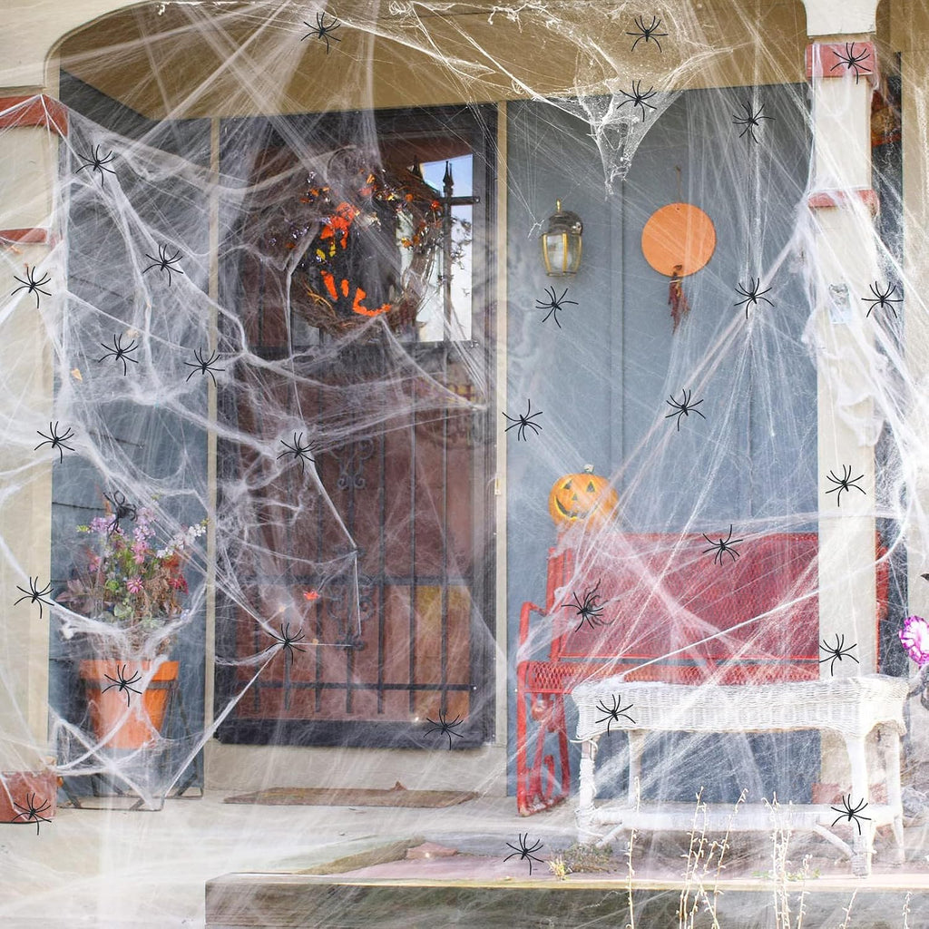 Stretchy Spider Webs with 20 Fake Spiders – Halloween Decoration – view 7