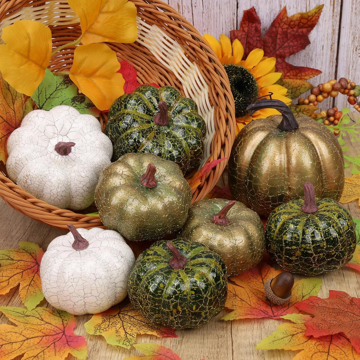 Artificial Foam Pumpkins – 8 Piece Assorted Set – view 5