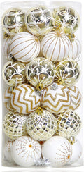 Gold & White Christmas Baubles – 30 Pack, 6 cm