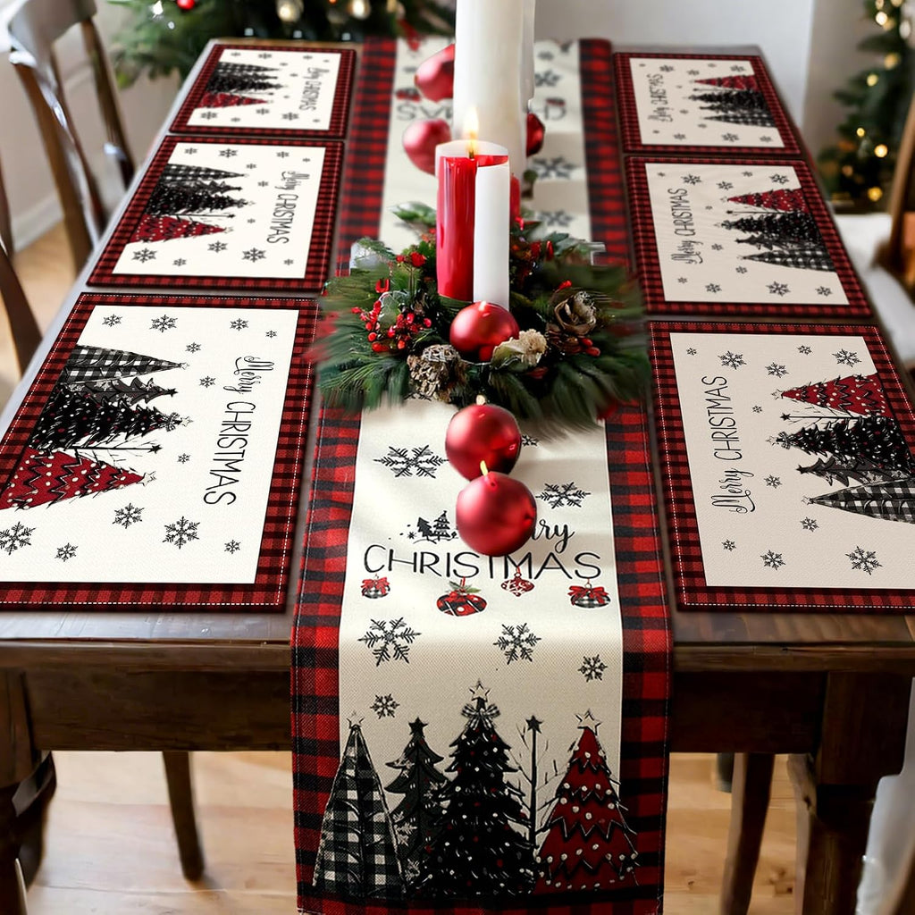 Christmas Table Runner & Placemats Set – 7 Piece