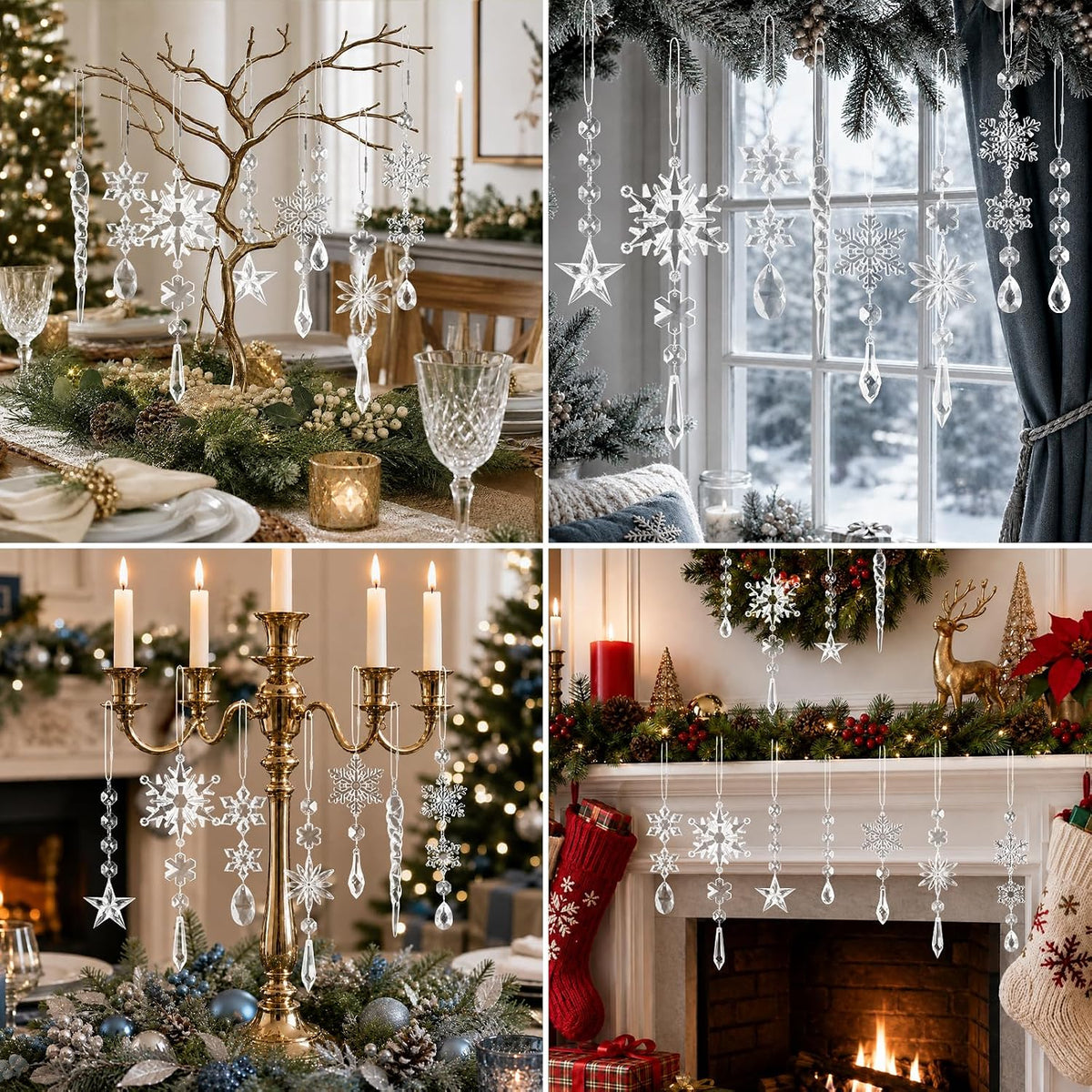 Clear Acrylic Snowflake & Crystal Ornaments – view 7