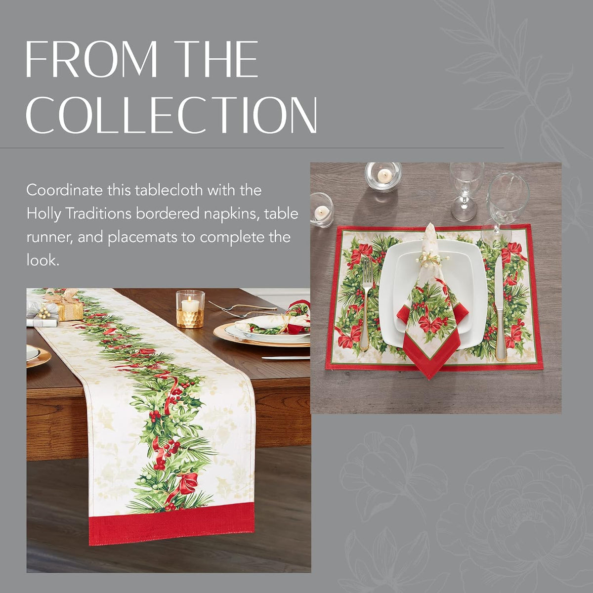 Holly Traditions Round Christmas Tablecloth – 178 cm – view 5