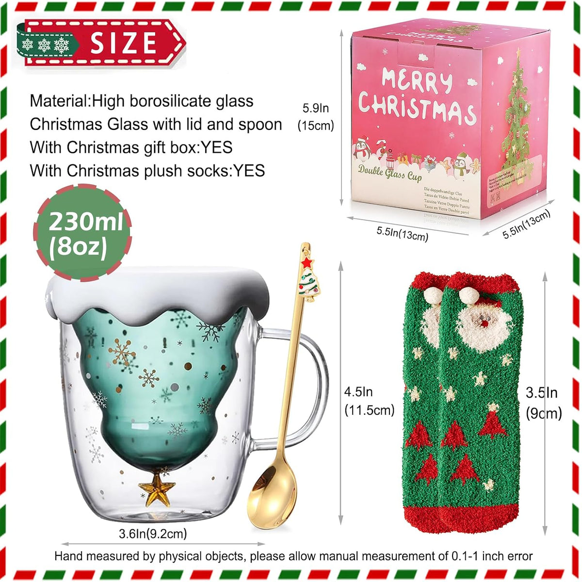 Double Wall Christmas Glass Mug – 280 ml – view 5