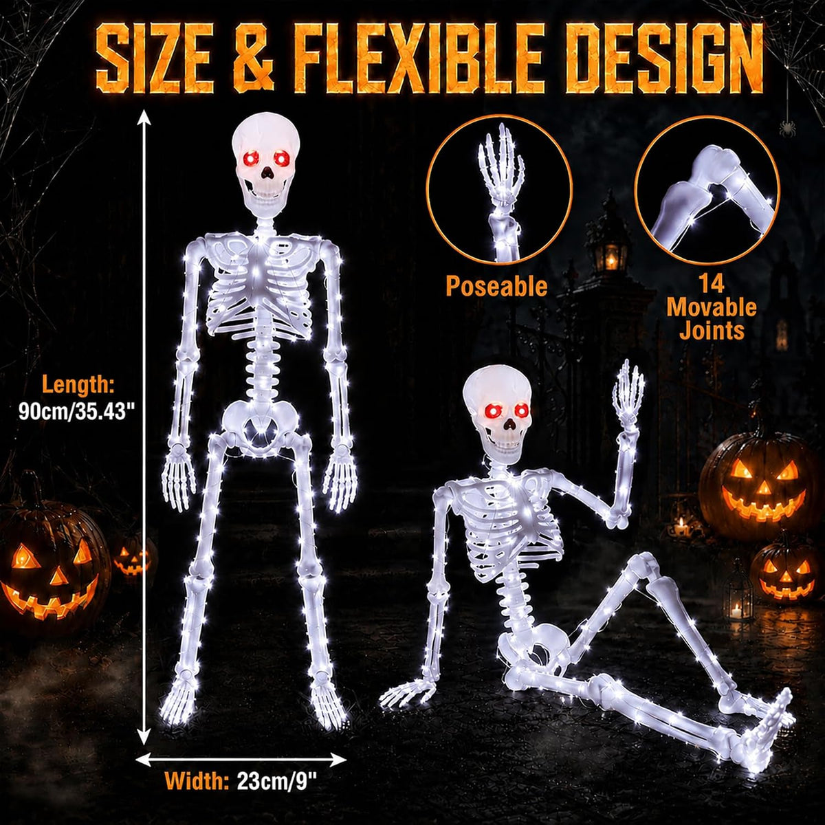 Light-Up Skeletons – 2 Pack 90 cm Outdoor Halloween Decoration – view 2