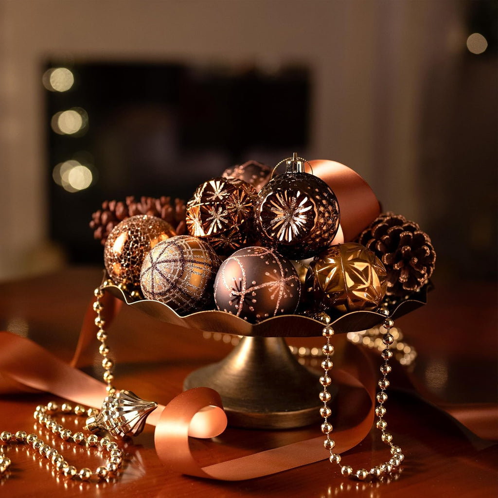 Copper & Gold Christmas Ornaments – 16 Piece – view 4