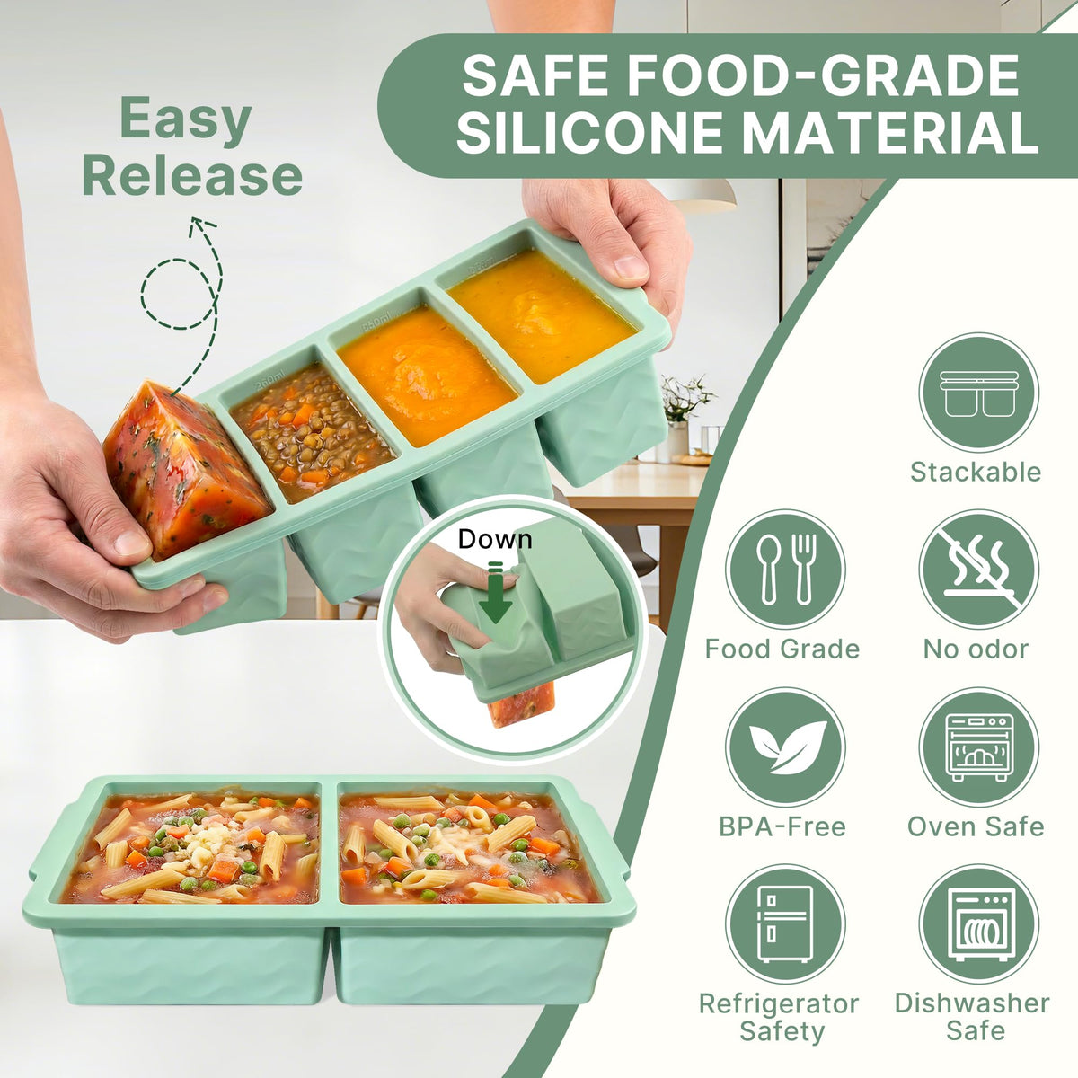 Silicone Freezer Trays with Lids – Soup & Meal Prep Portions