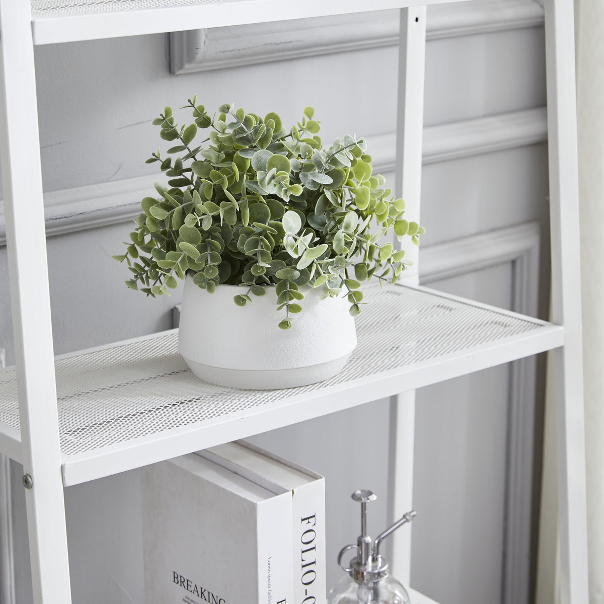 Artificial Eucalyptus Plant in White Pot