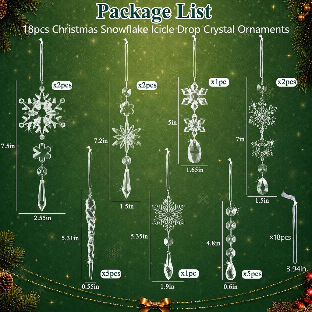 Acrylic Snowflake & Icicle Ornaments – 18 to 32 Piece Sets – view 3