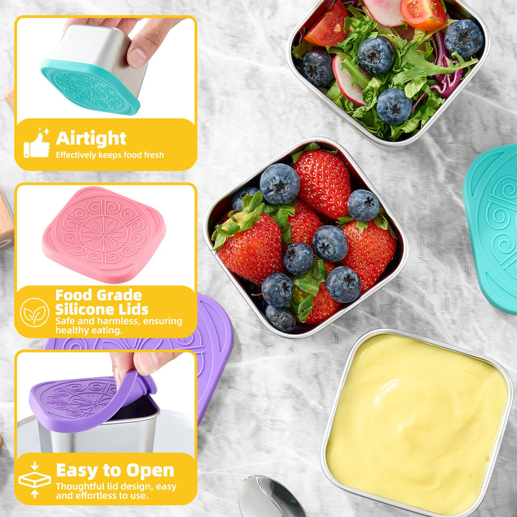 Stainless Steel Snack Containers with Silicone Lids