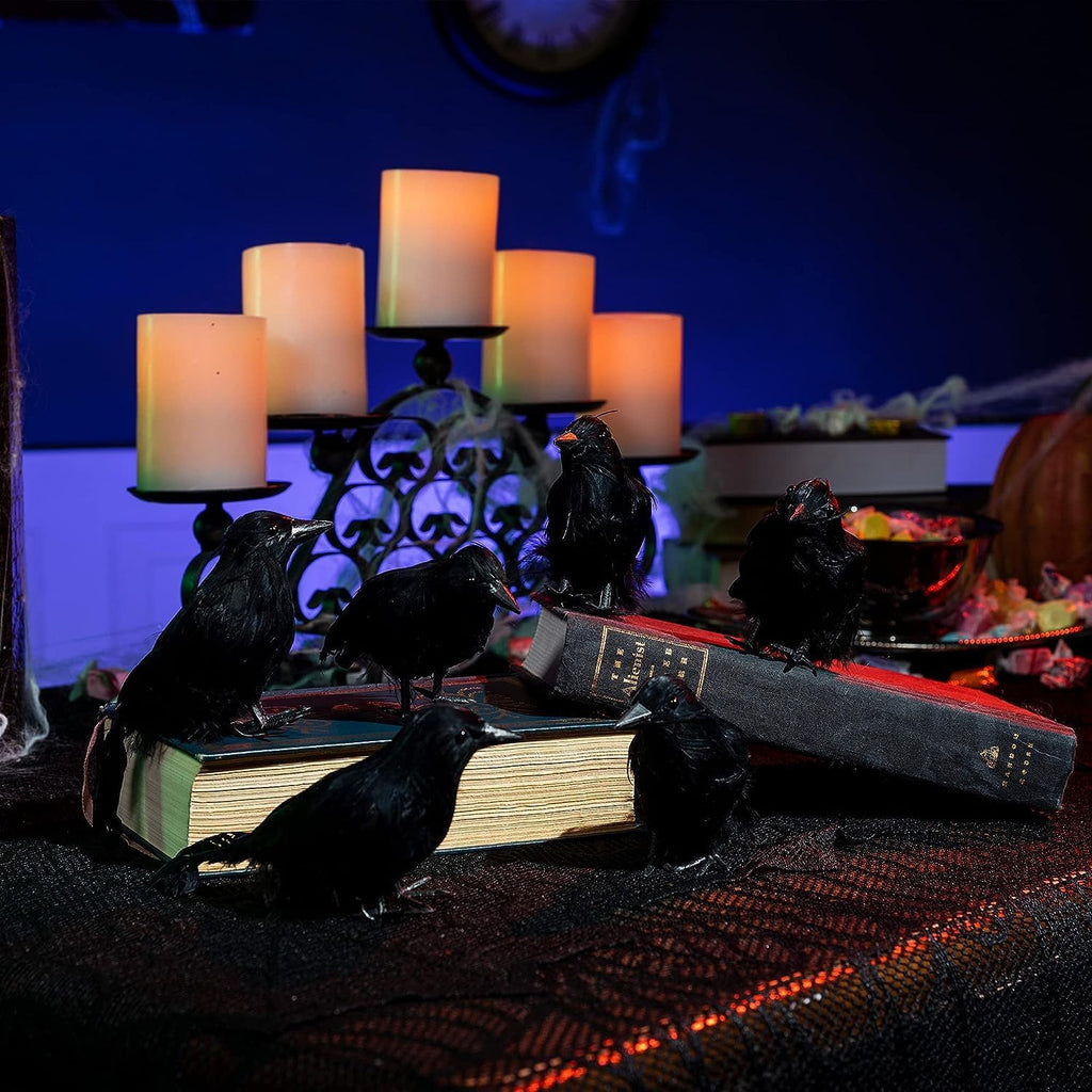 Black Feathered Crows – 6 Piece Halloween Decoration – view 7
