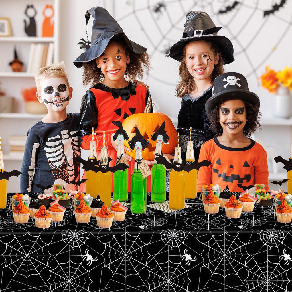 Spider Web Halloween Tablecloth – 2 Pack Plastic Table Covers – view 7