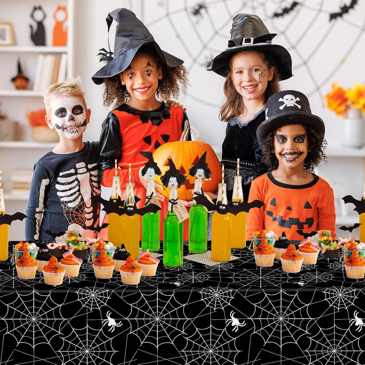 Spider Web Halloween Tablecloth – 2 Pack Plastic Table Covers – view 7