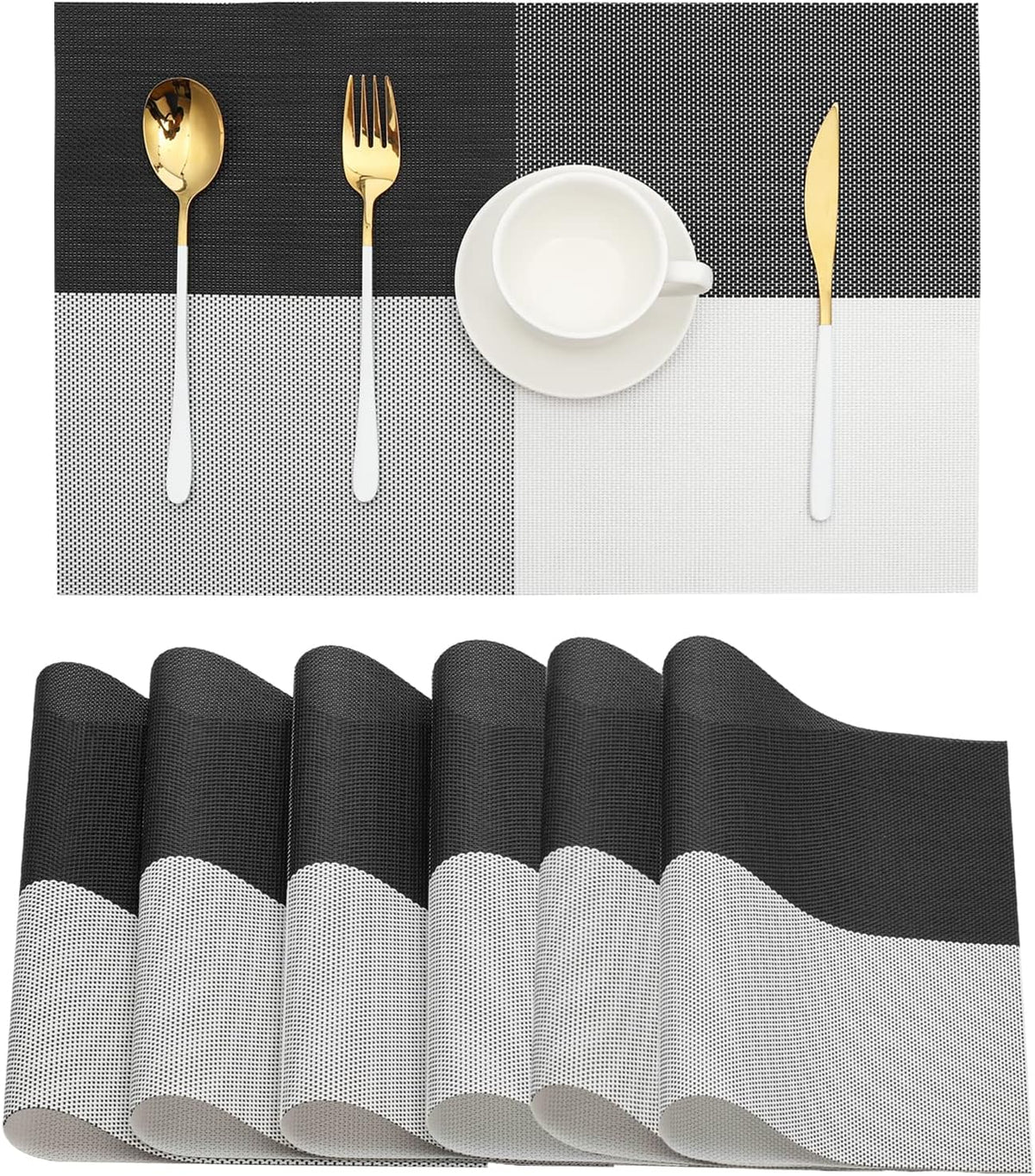 Black Faux Leather Placemats – Wipe-Clean Table Mats – view 11