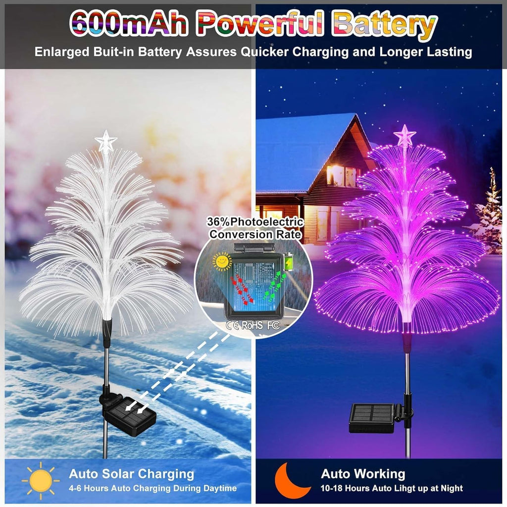 Solar Fibre Optic Christmas Tree Lights – 3 Pack – view 6