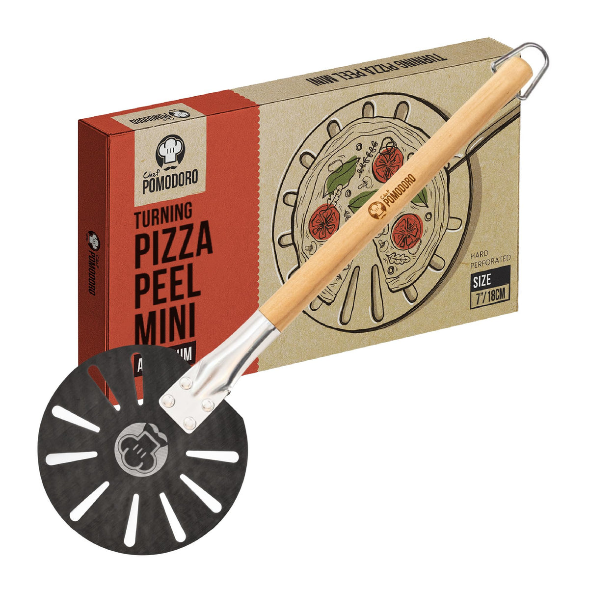 Perforated Pizza Turning Peel – Detachable Long Handle