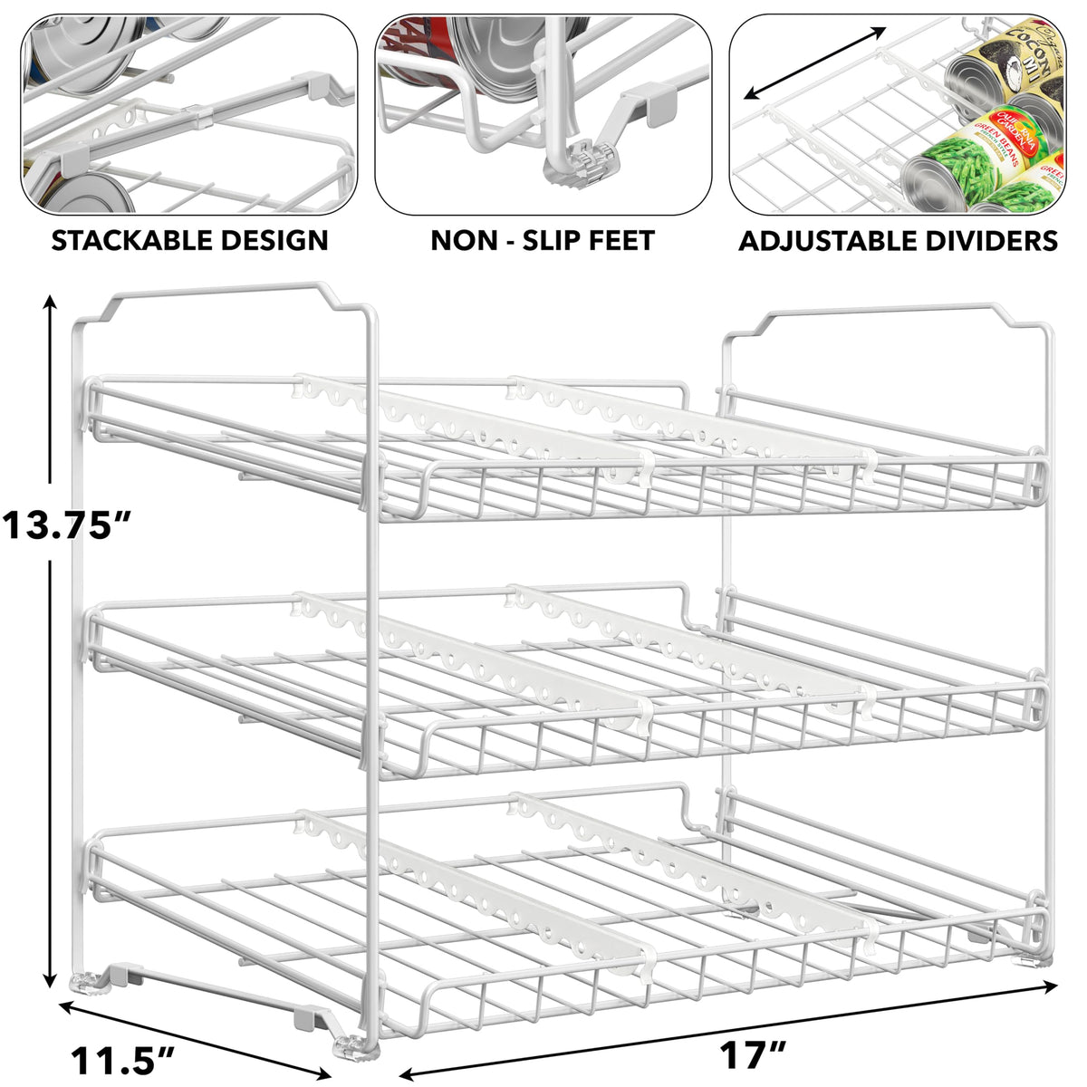 Stackable 3-Tier Can Rack Organiser – Holds 36 Cans