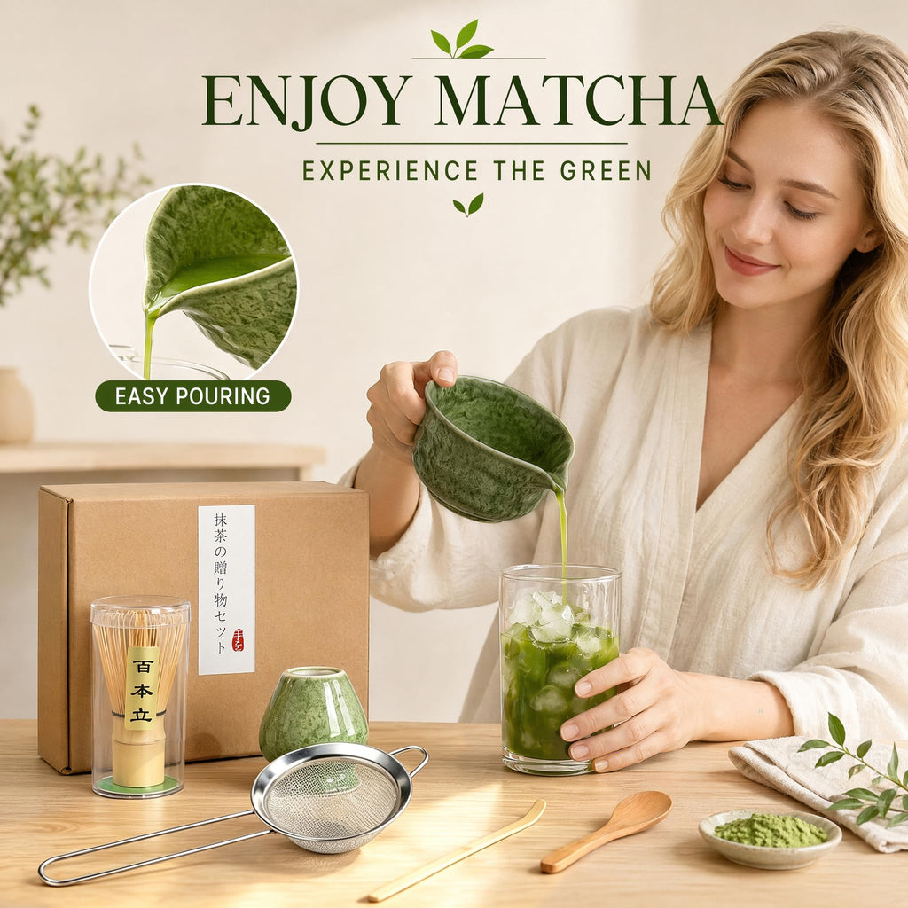 6-Piece Matcha Tea Set with Bamboo Whisk & Bowl