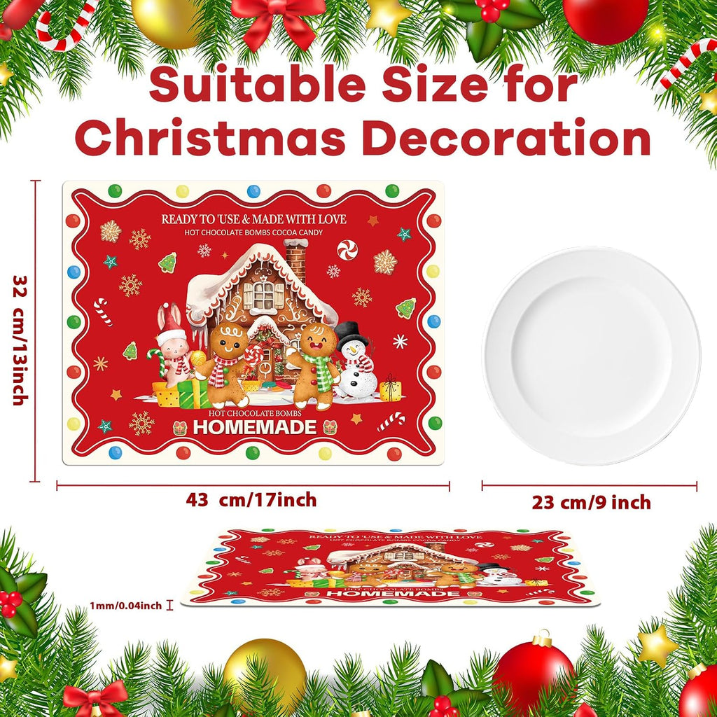 Christmas Placemats Set of 6 – Retro Gingerbread – view 2