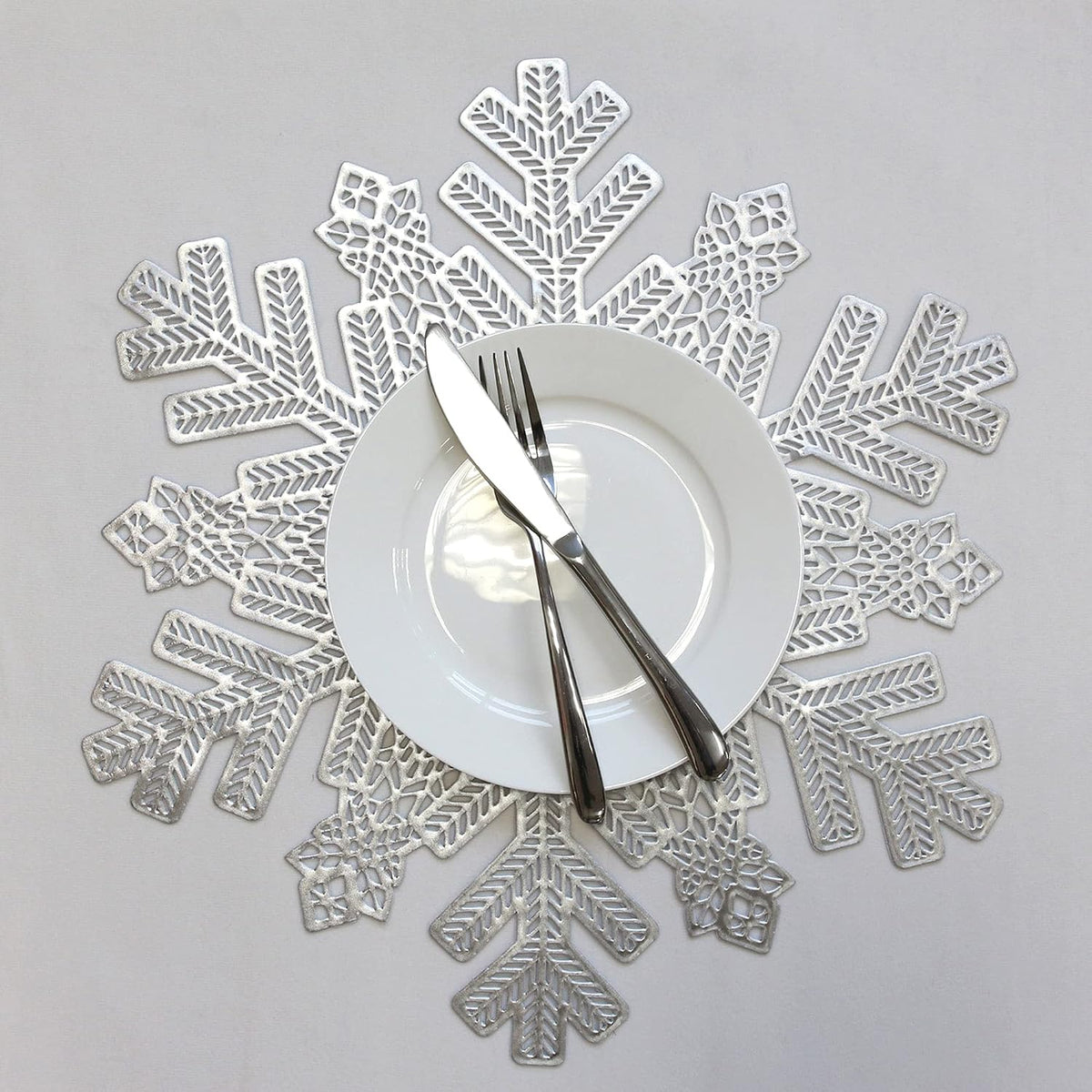 Silver Snowflake Vinyl Placemats – Set of 6 – view 4