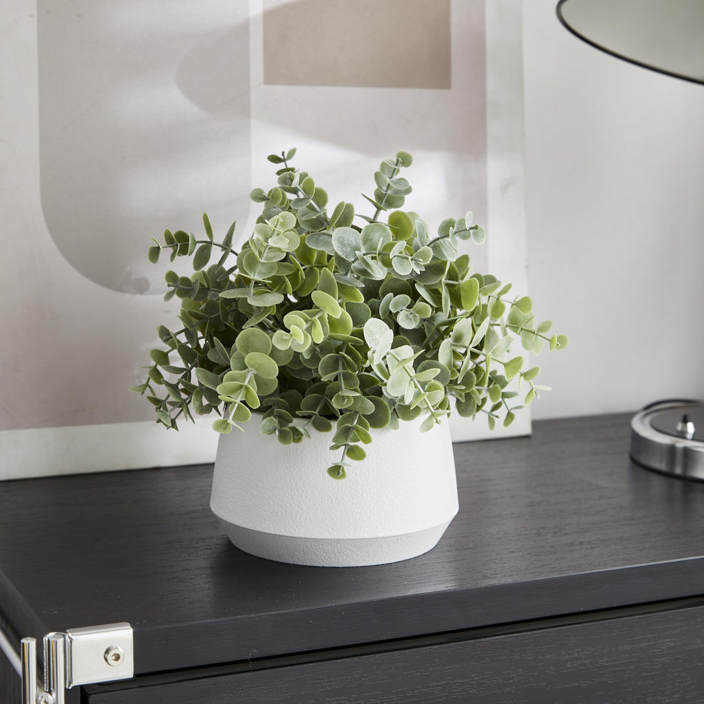 Artificial Eucalyptus Plant in White Pot