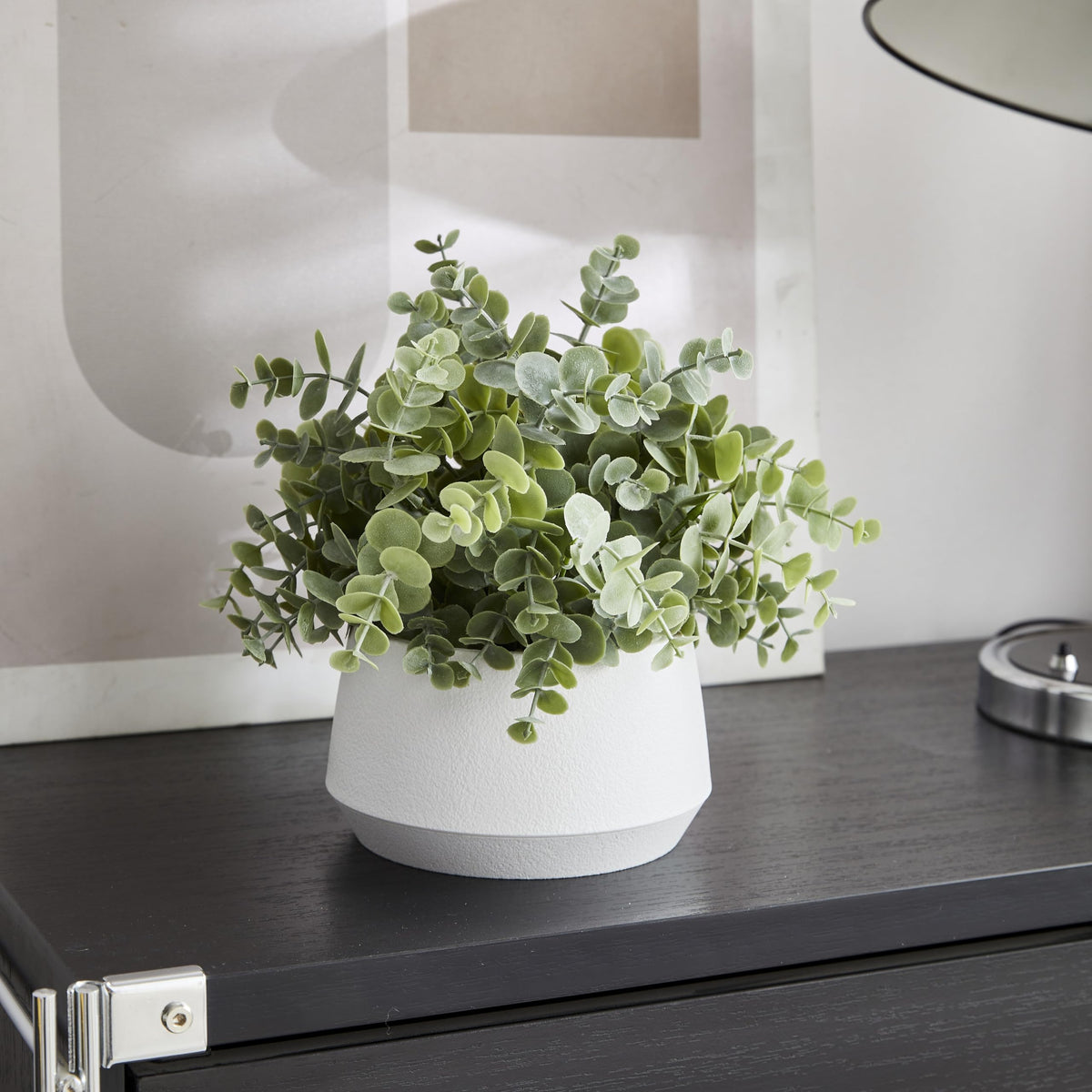 Artificial Eucalyptus Plant in White Pot