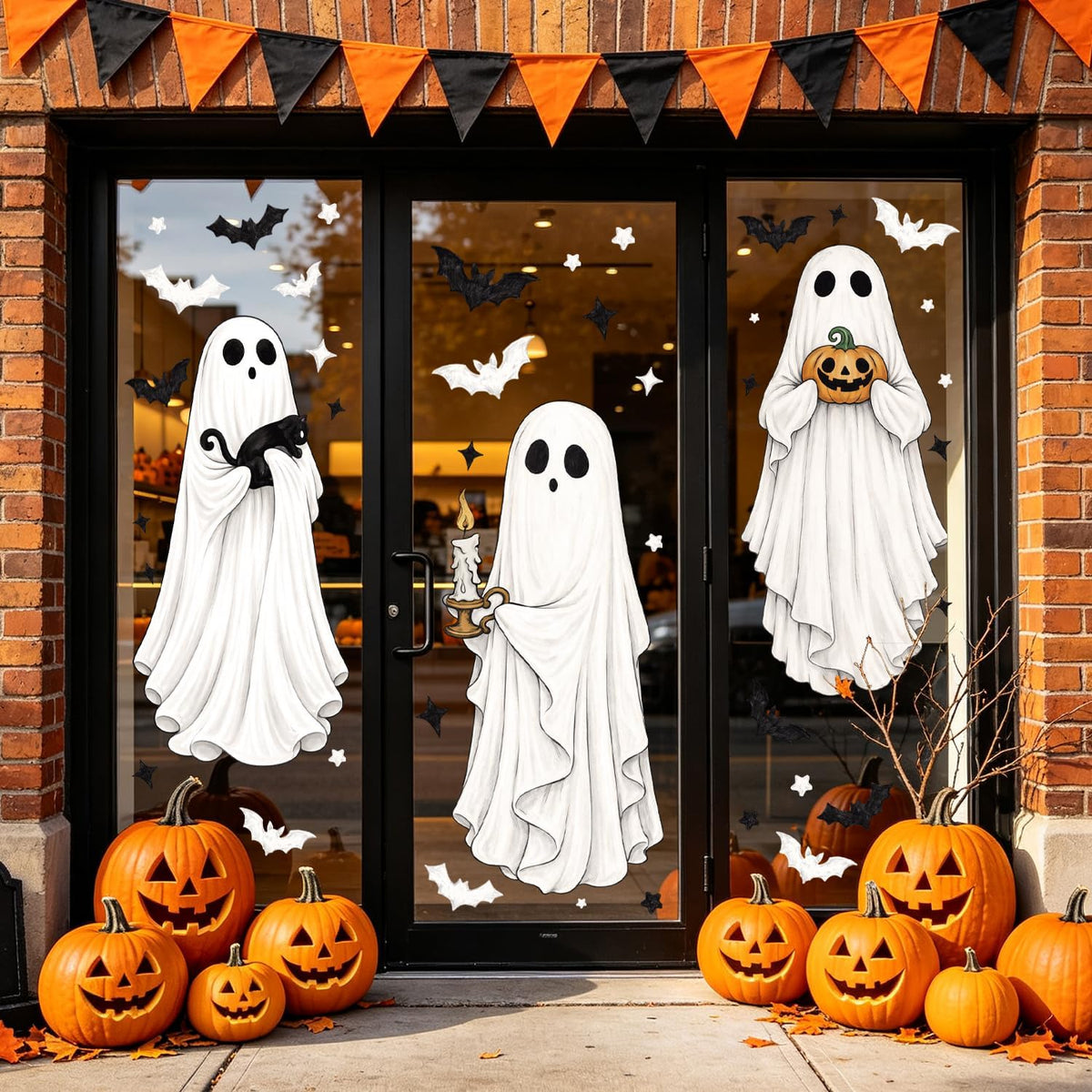 Large Halloween Window Clings – Ghosts, Bats & Black Cats – view 5