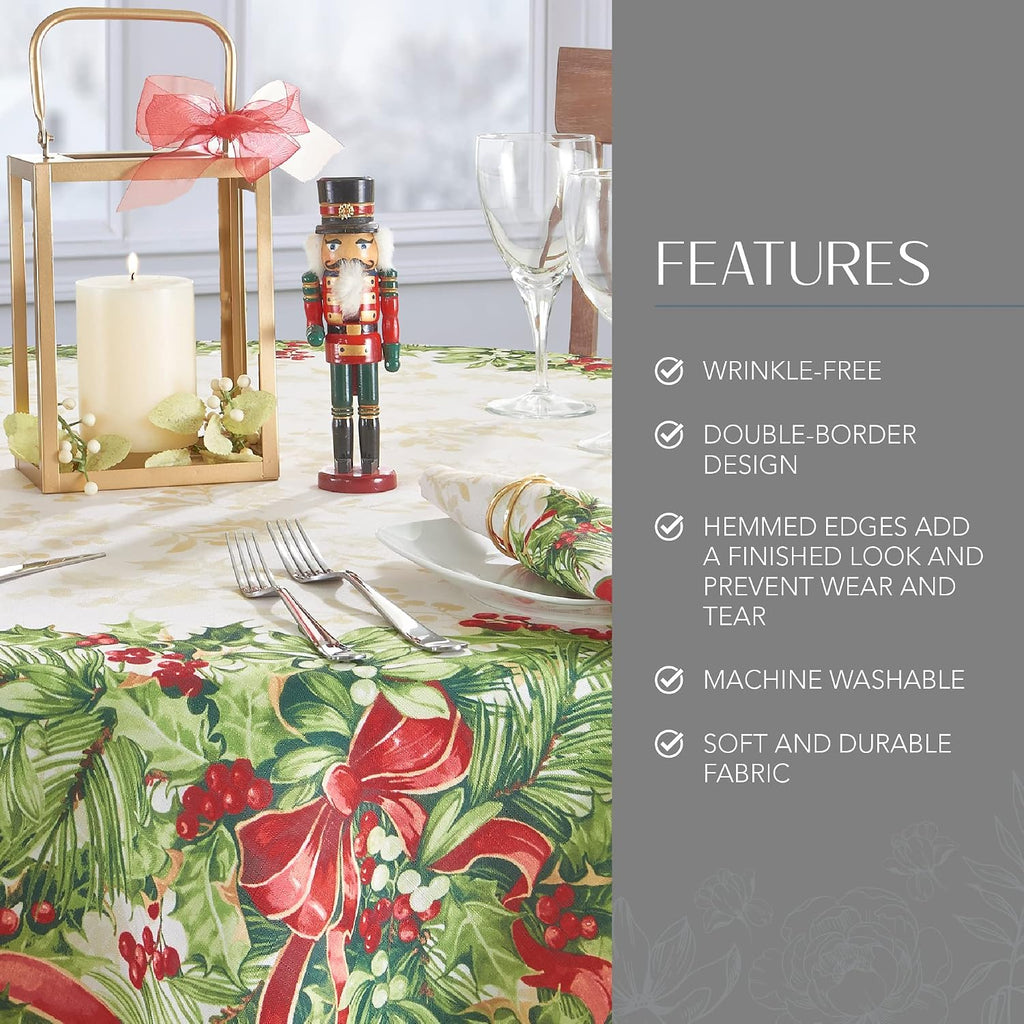 Holly Traditions Round Christmas Tablecloth – 178 cm – view 3