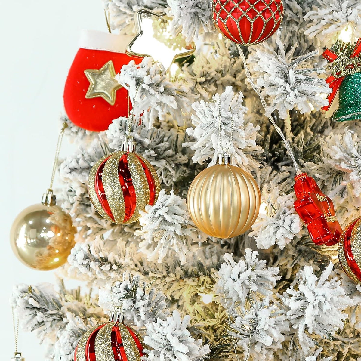 Shatterproof Christmas Baubles – 30 Pack, 6 cm Red & Gold – view 4