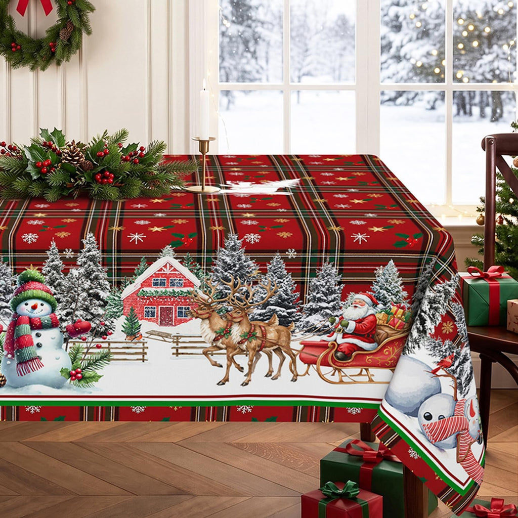 Christmas Tablecloth – Plaid, Tree & Gingerbread Prints – view 5