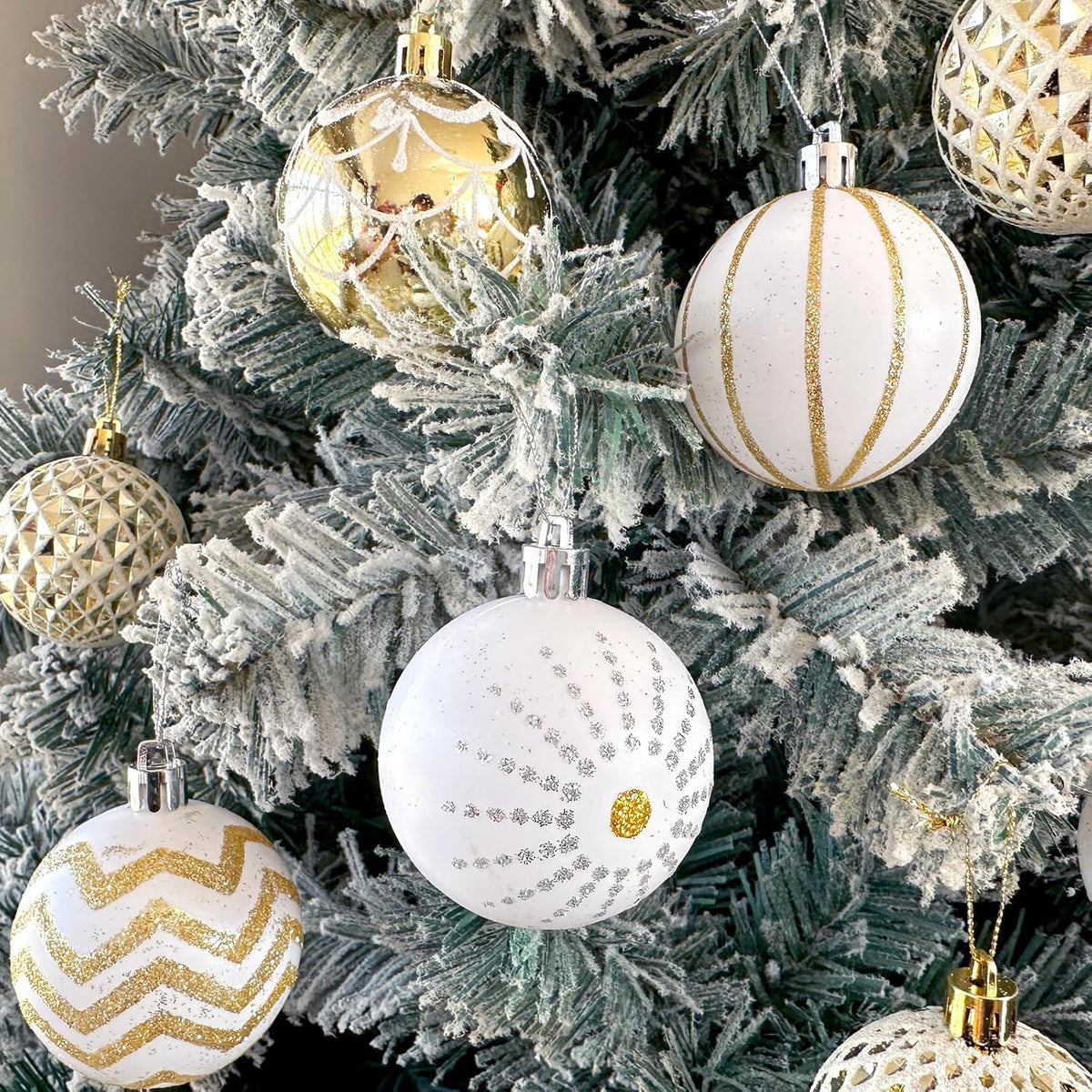 Gold & White Christmas Baubles – 30 Pack, 6 cm – view 4