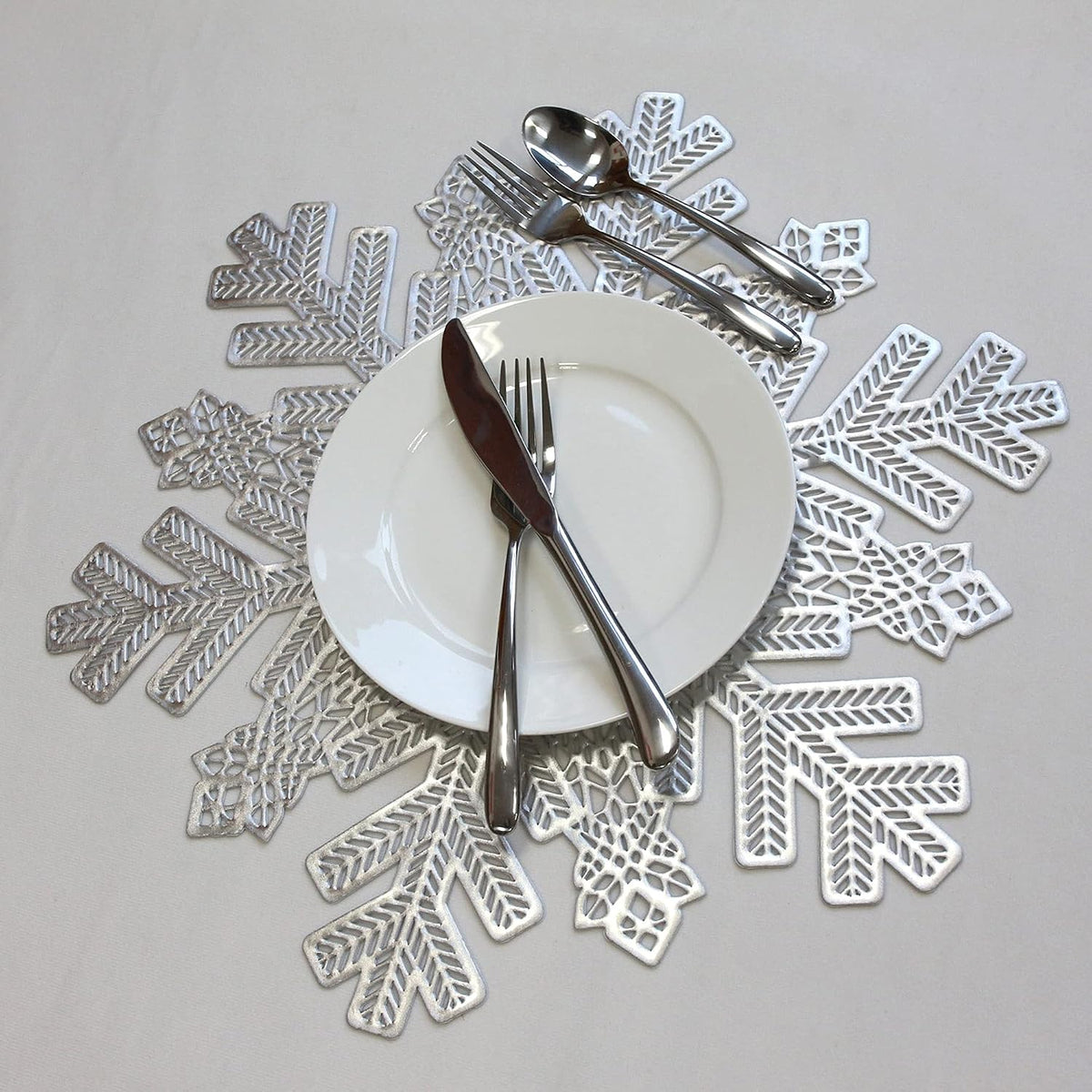 Silver Snowflake Vinyl Placemats – Set of 6 – view 3