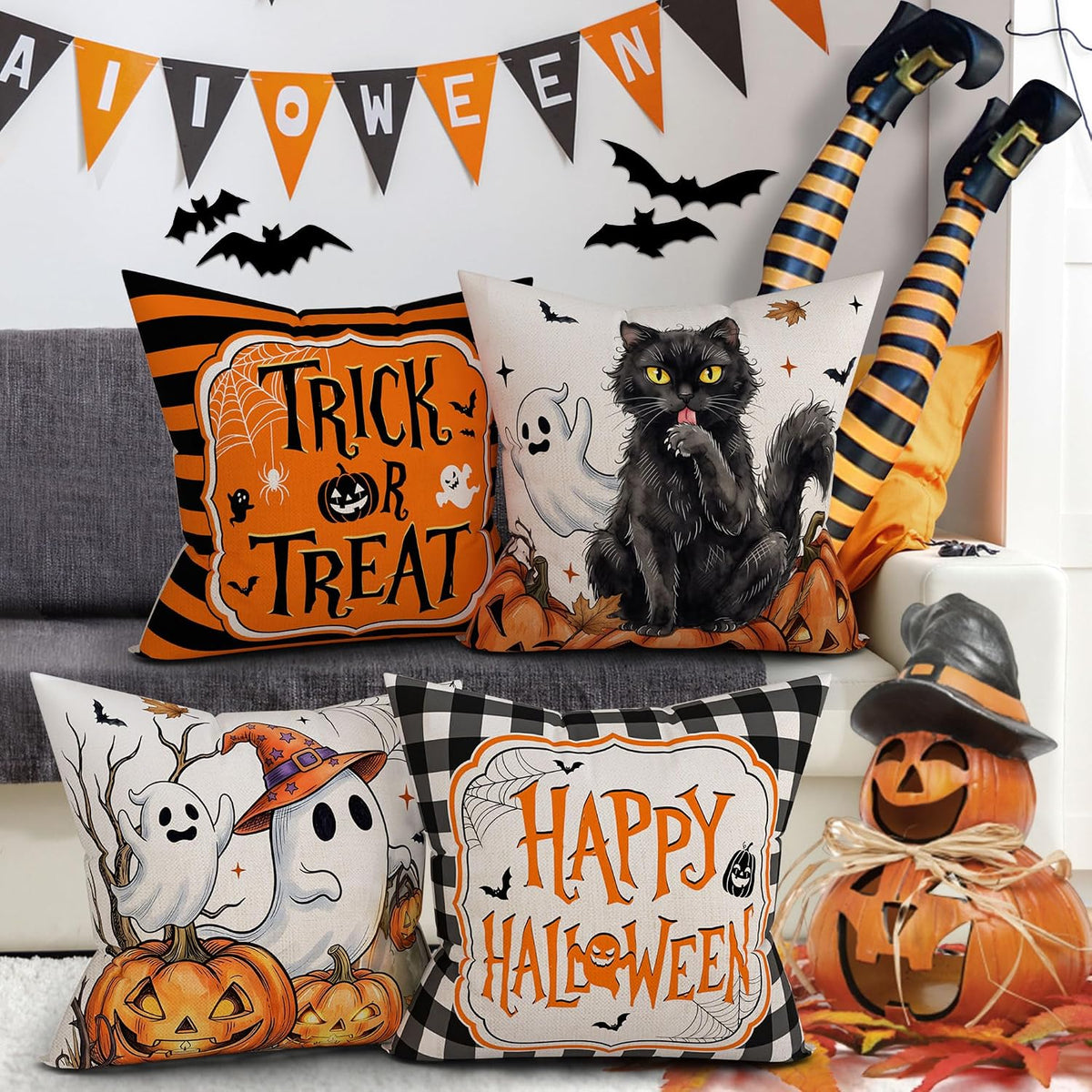 Halloween Cushion Covers – Trick or Treat Throw Pillow Covers – view 5