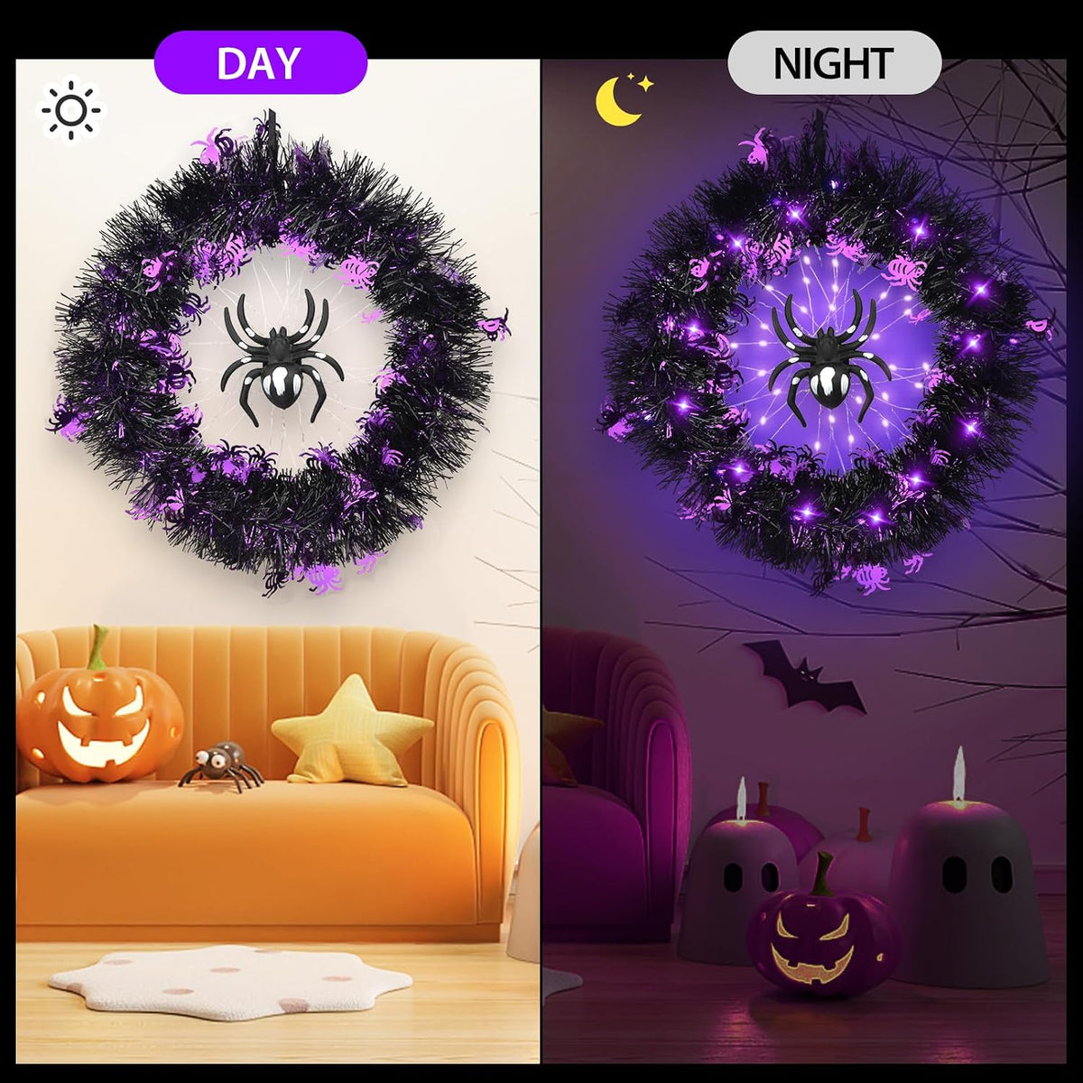 Spider Halloween Wreath – 35 cm Front Door Wreath – view 5