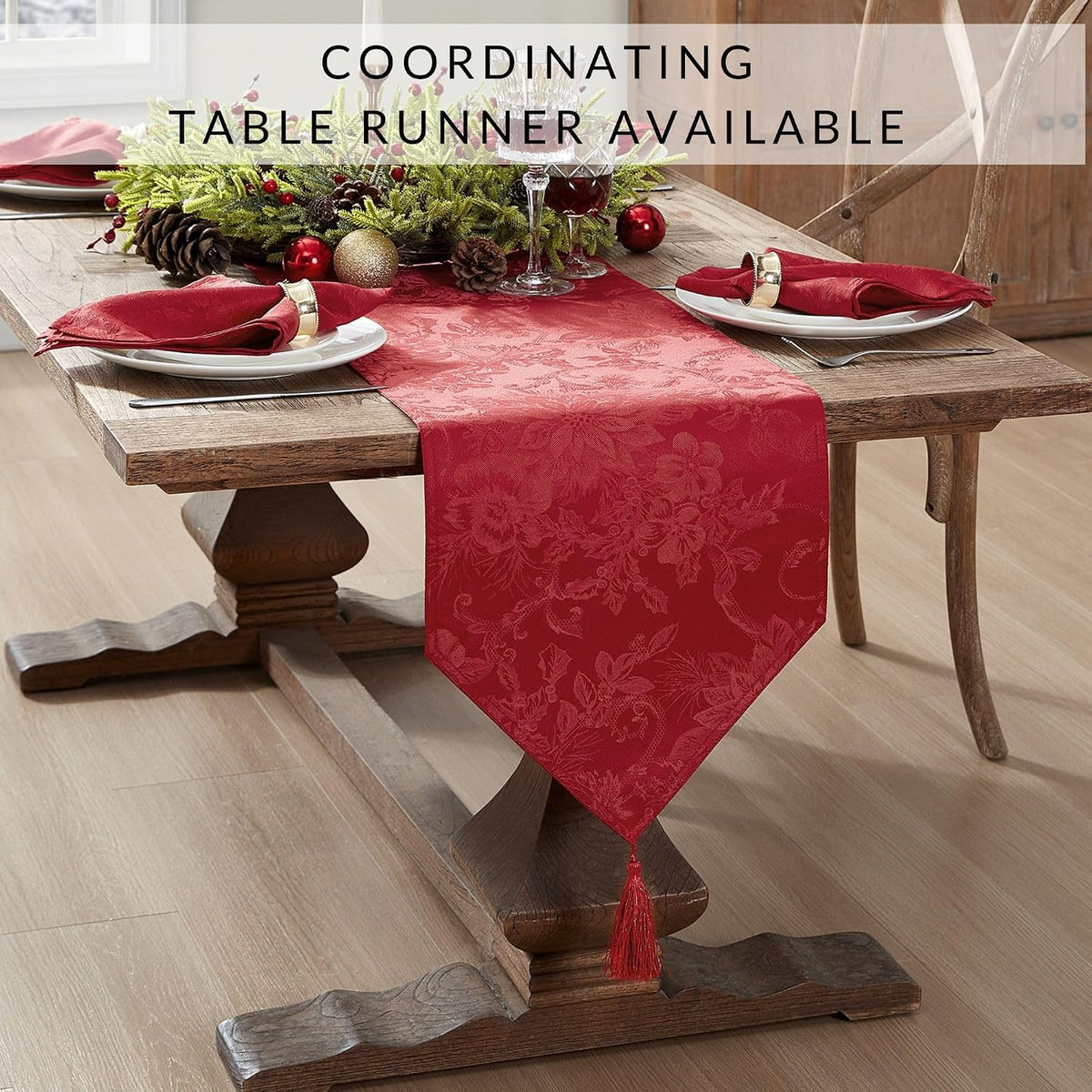 Poinsettia Jacquard Christmas Placemats – 33 x 48 cm – view 6