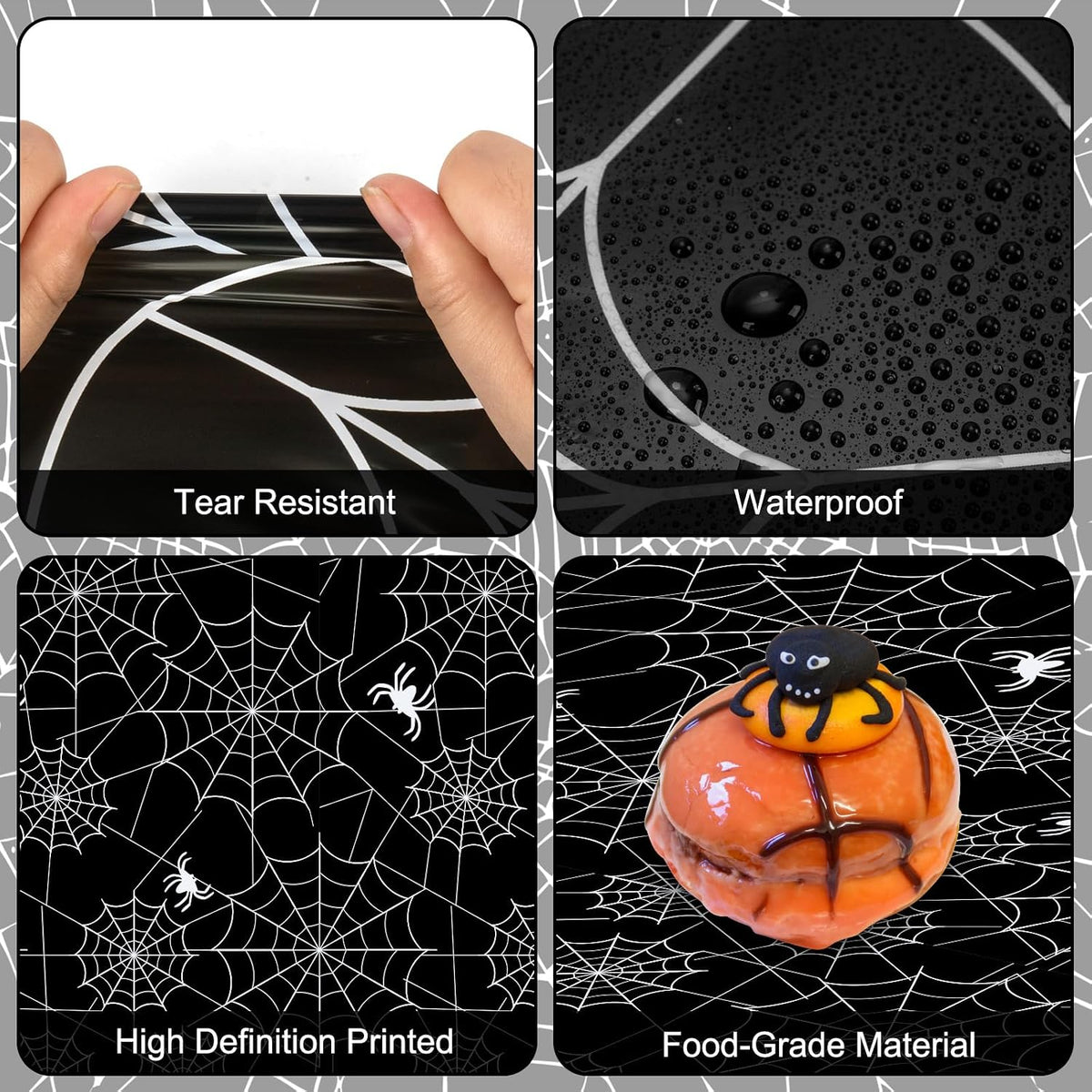 Spider Web Halloween Tablecloth – 2 Pack Plastic Table Covers – view 5