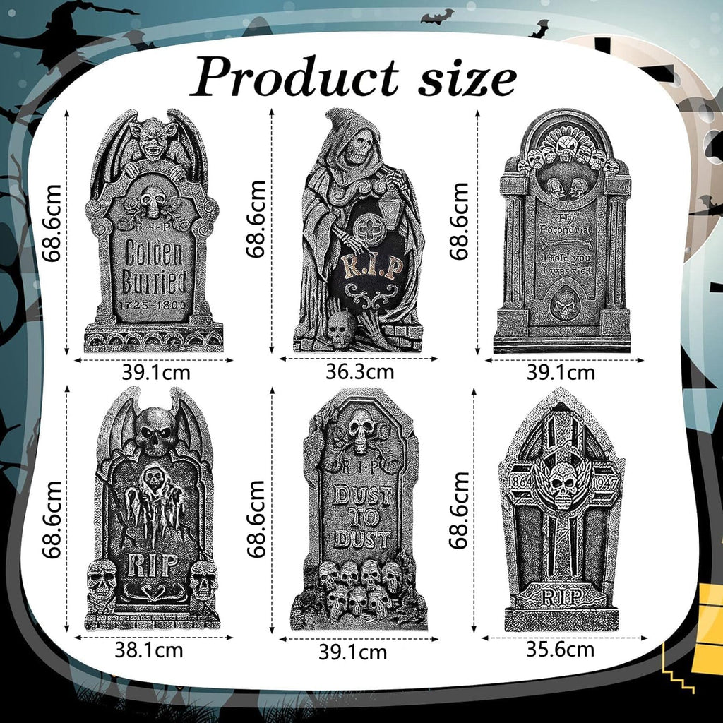 Large Graveyard Tombstones – 6 Piece Halloween Yard Signs – view 2