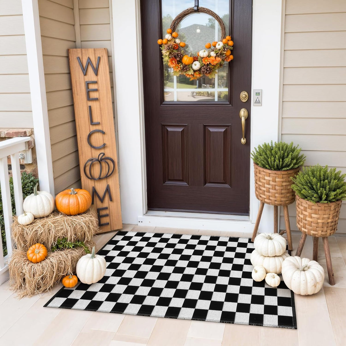 Black & White Striped Door Mat – Layering Rug – view 9