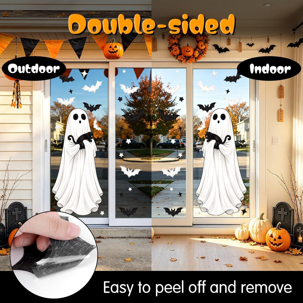 Large Halloween Window Clings – Ghosts, Bats & Black Cats – view 3