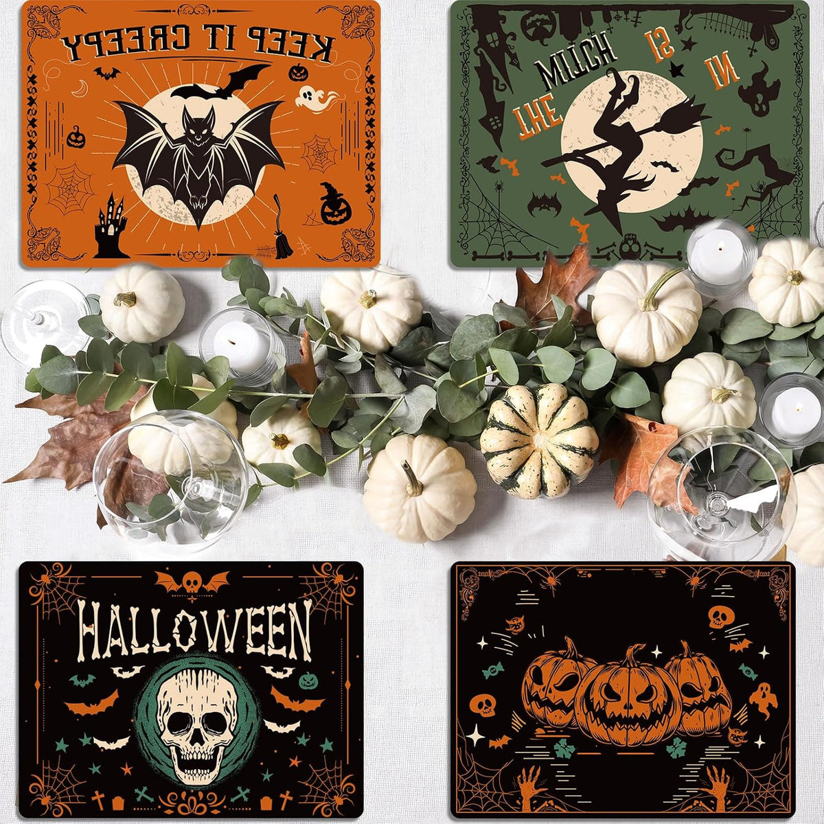 Halloween Placemats Set of 6 – Bats, Pumpkins & Skulls – view 7