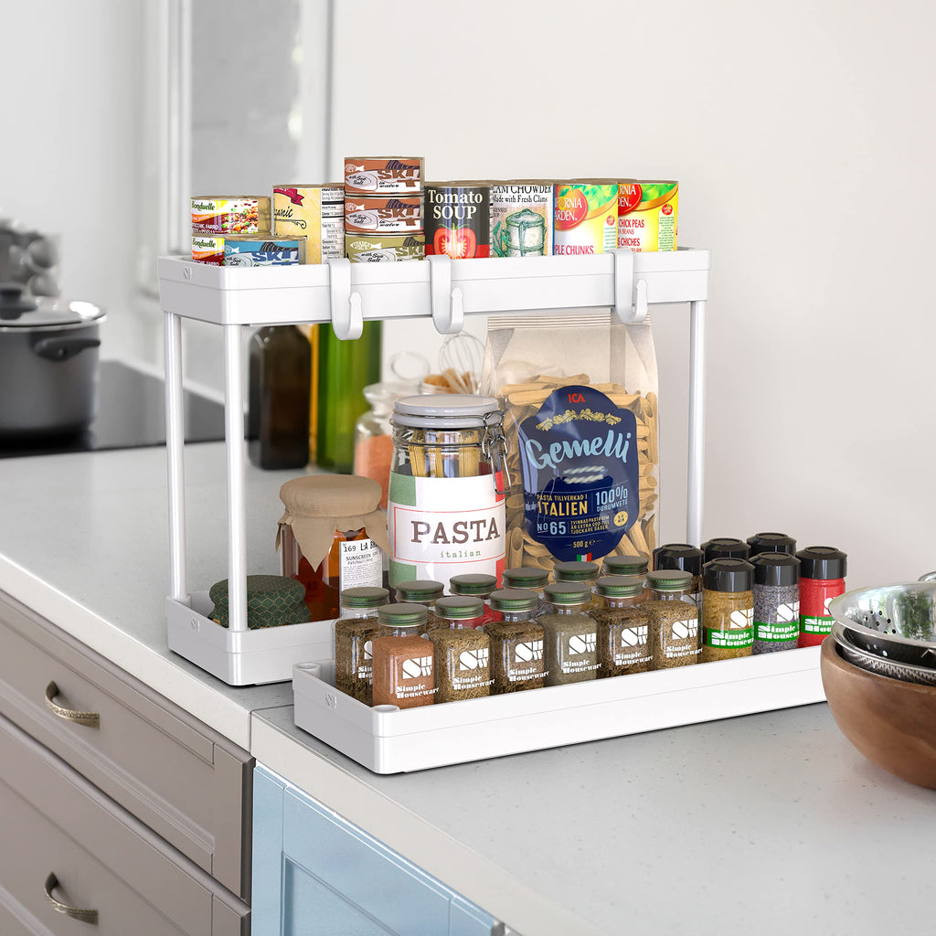 3-Tier Slim Rolling Storage Cart with Handle & Hooks