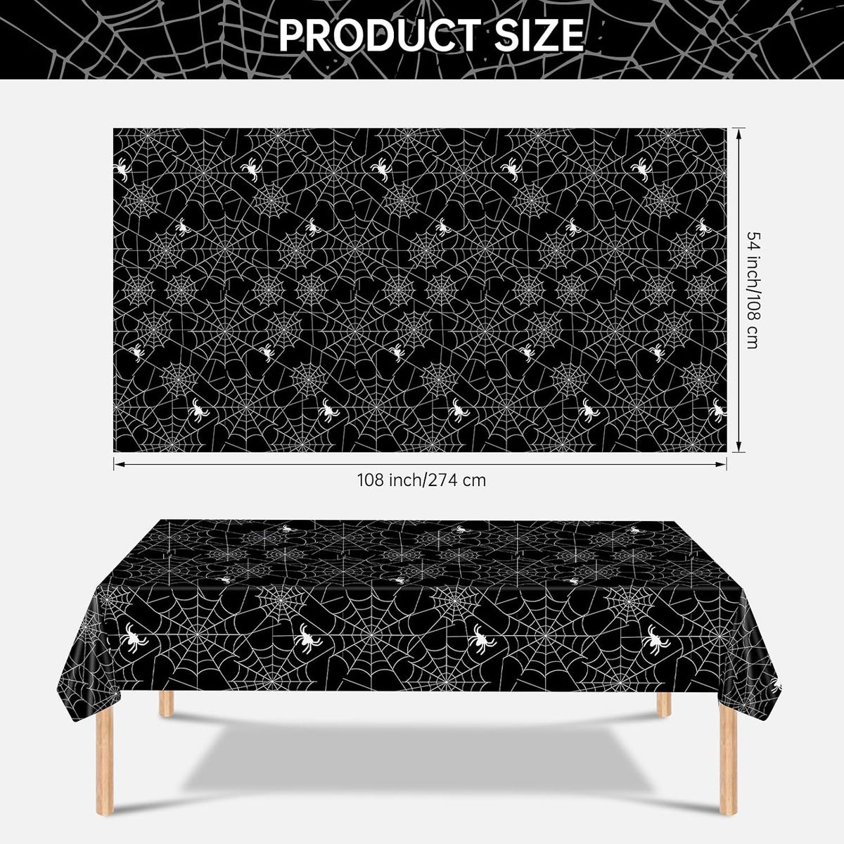Spider Web Halloween Tablecloth – 2 Pack Plastic Table Covers – view 3