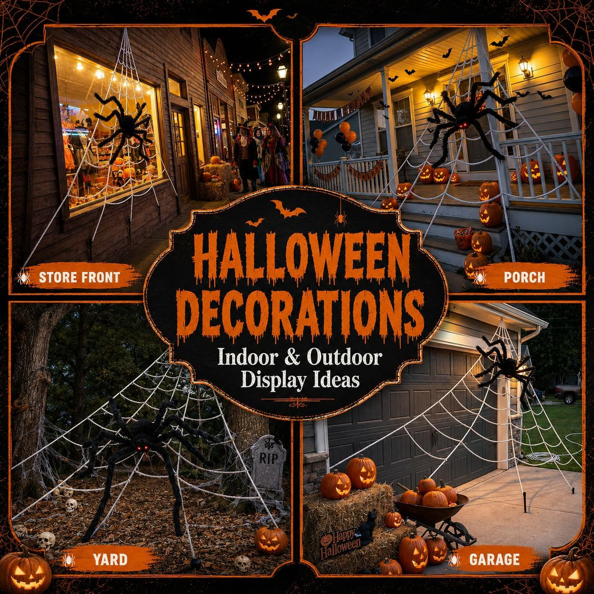 Giant Spider Web with 1.5 m Spider – Halloween Decoration – view 5