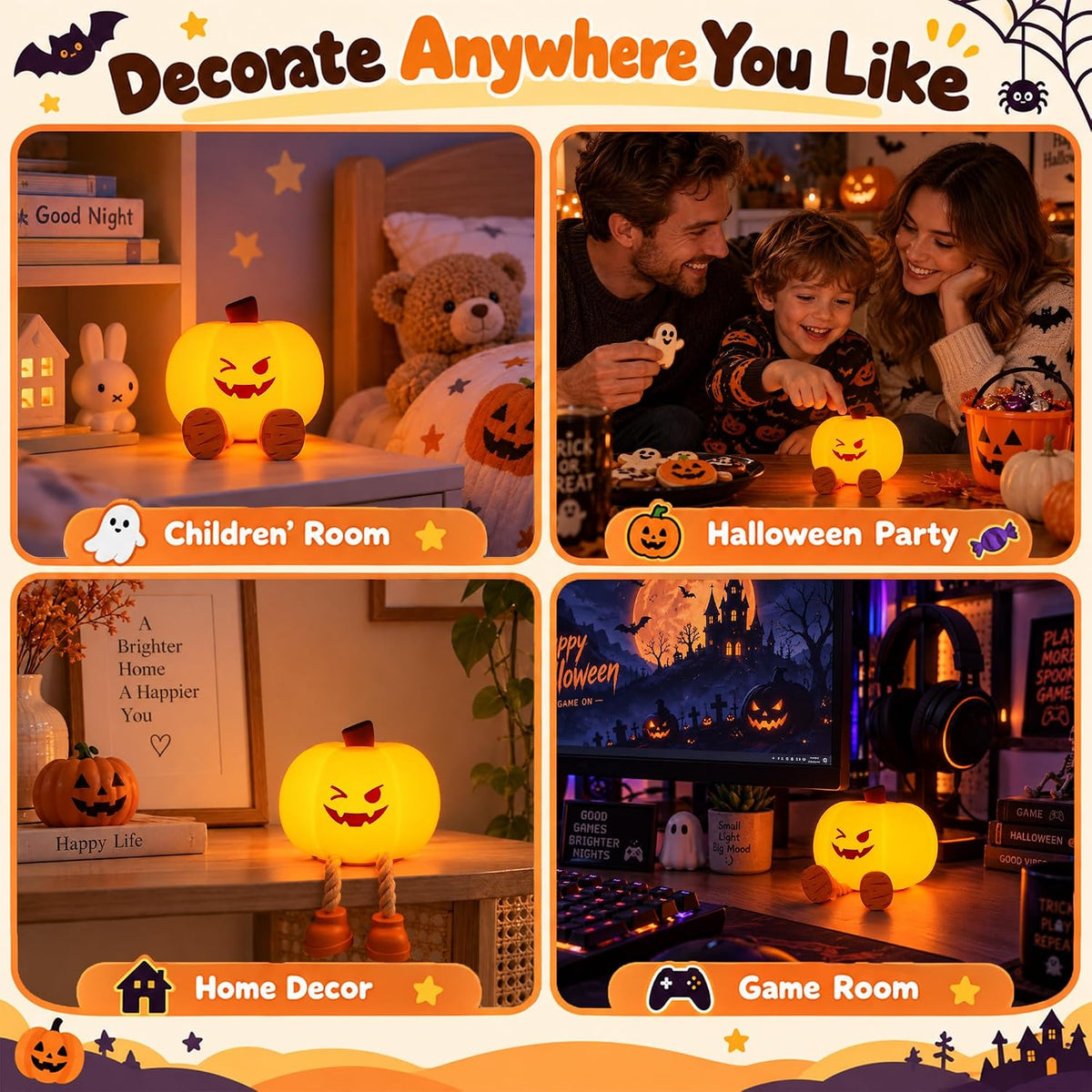 Pumpkin Night Light for Kids – Halloween & Autumn Decor – view 4