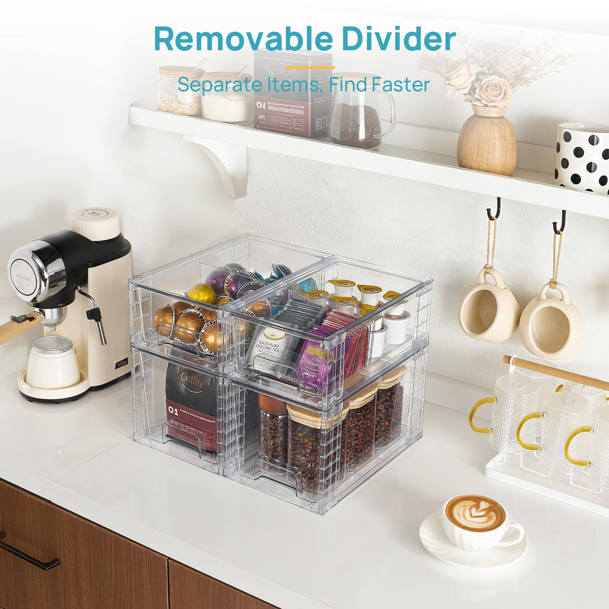 Clear Stackable Storage Drawers – 4 Pack