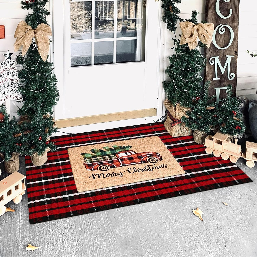Buffalo Plaid Christmas Door Mat & Runner – view 3