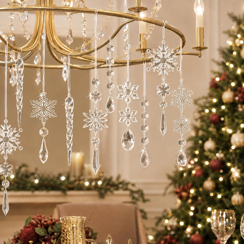 Acrylic Snowflake & Icicle Ornaments – 18 to 32 Piece Sets – view 8