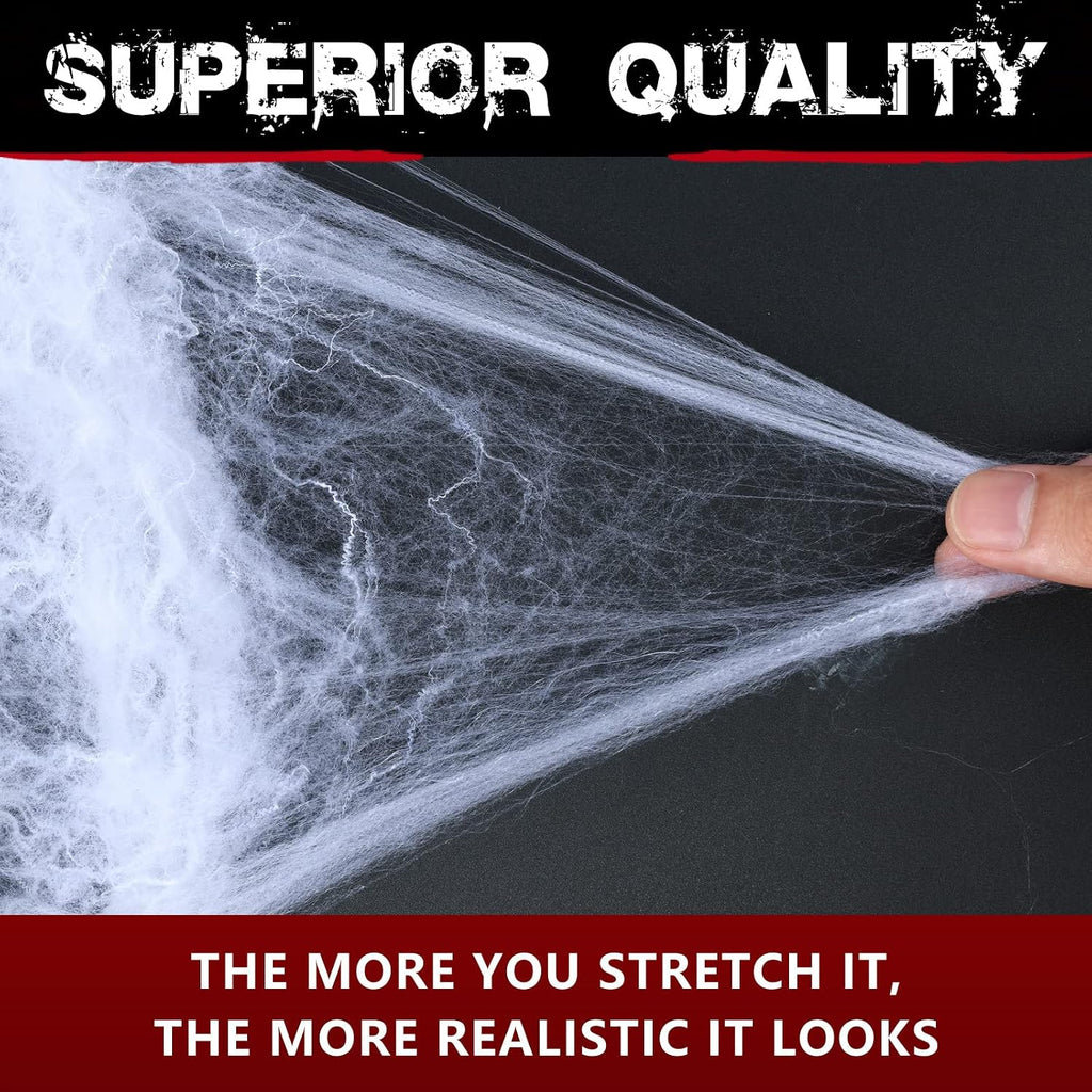 Stretchy Halloween Spider Web Decoration with Fake Spiders – view 3