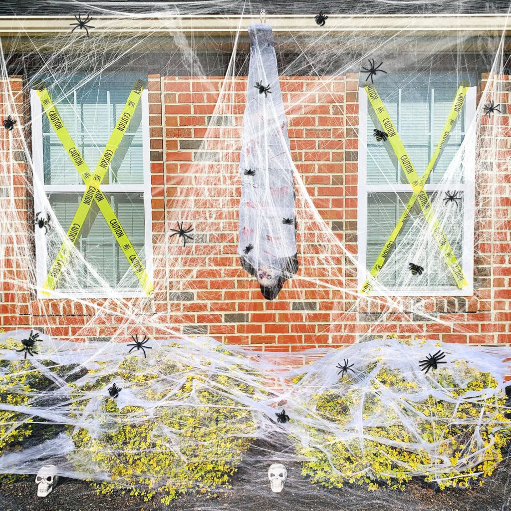 Stretchy Halloween Spider Web Decoration with Fake Spiders – view 8