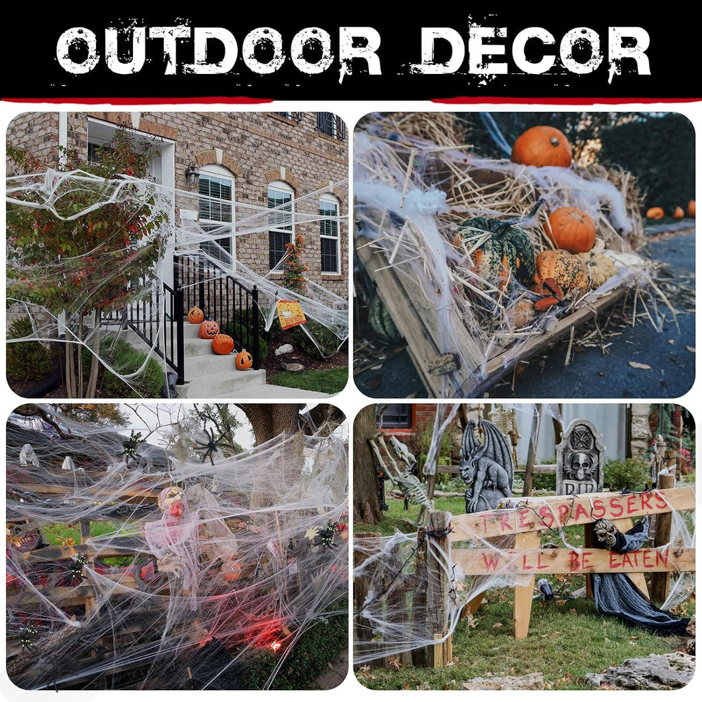 Stretchy Halloween Spider Web Decoration with Fake Spiders – view 5